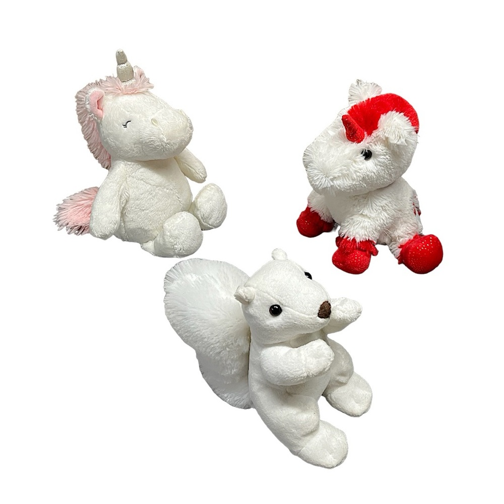 Plush lot of 3 - unicorns & squirrel